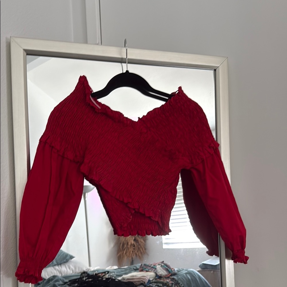 Elegant Red Off-Shoulder Top